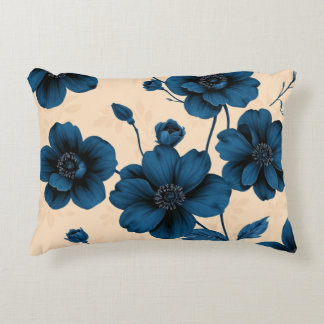 Cojín Decorativo Victorian Blue Flowers on Beige Background Pillow