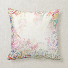 Cojín Decorativo Victorian romántico con la frontera de la flor