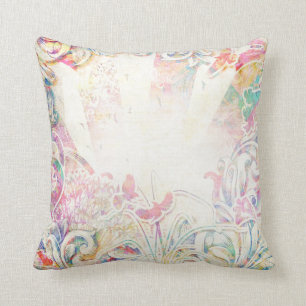 Cojín Decorativo Victorian romántico con la frontera de la flor