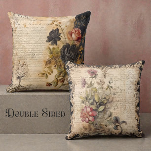 Cojín Decorativo Victoriano Negro y Beige de Doble Cara
