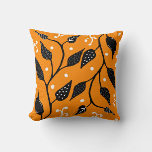 Cojín Decorativo Vid caprichosa naranja y negra