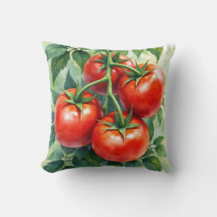 Cojín Decorativo Vid de Tomate Maduro Acuarela Fresca