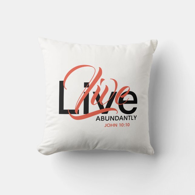 Cojín Decorativo VIDA ABUNDANTEMENTE cristiana Abundant Life White (Anverso)