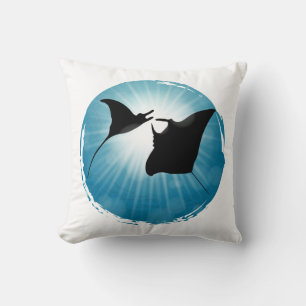 Cojín Decorativo Vida acuática subacuática de Manta Ray