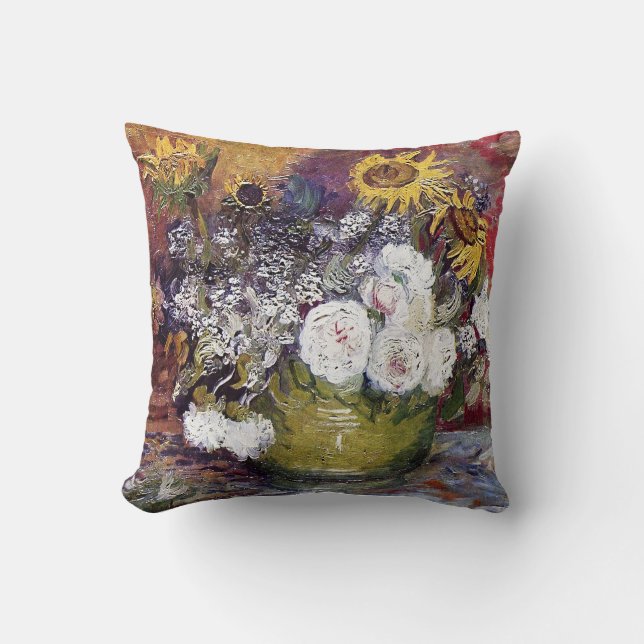 Cojín Decorativo Vida con Rosas y girasoles - Van Gogh (Anverso)