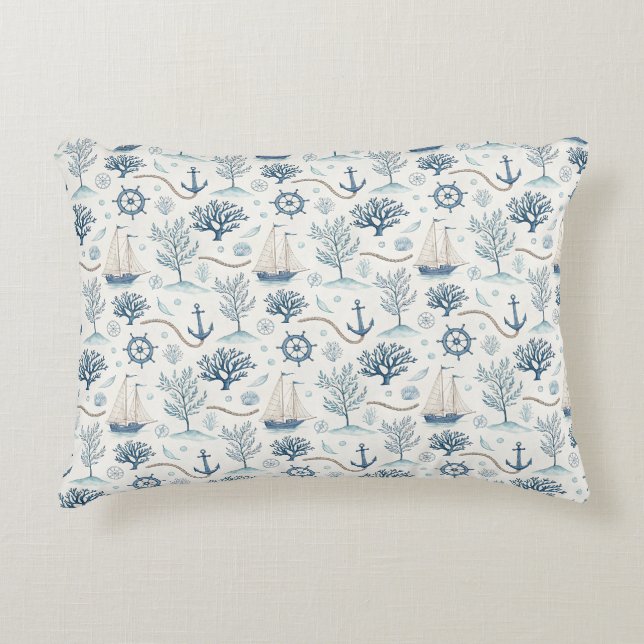 Cojín Decorativo Vida Costera Océanos Azules (Anverso)