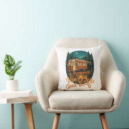 Cojín Decorativo Vida de Furgoneta Vintage Buena Vida Aventura Camp