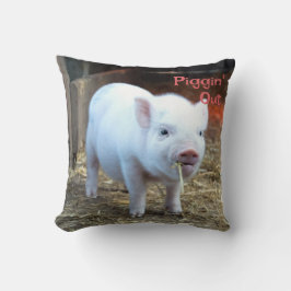 Cojín Decorativo Vida de granja Cerdo Piggin 'Out con vaca en rever