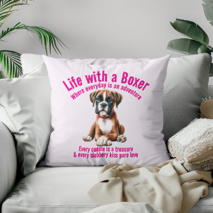 Cojín Decorativo Vida de Perro Boxer Llena de Aventuras