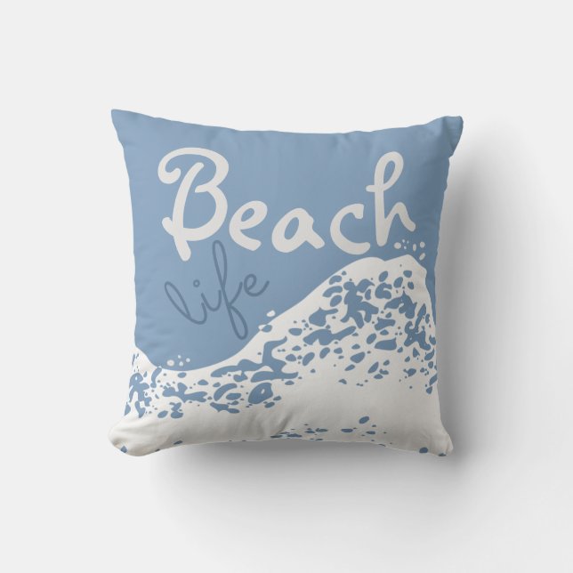 Cojín Decorativo vida de playa luz de onda azul oscuro salpicaduras (Anverso)