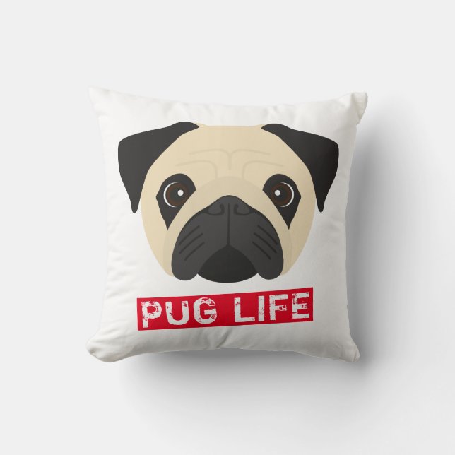 Cojín Decorativo Vida de Pug (Anverso)