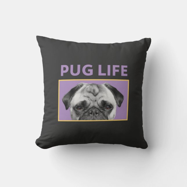 Cojín Decorativo Vida de pug  (Anverso)