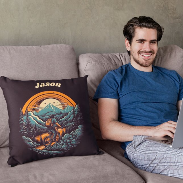 Cojín Decorativo Vida en bicicleta, personalizable retro (Subido por el creador)