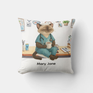 Cojín Decorativo Vida en enfermería Café primero para los amantes d
