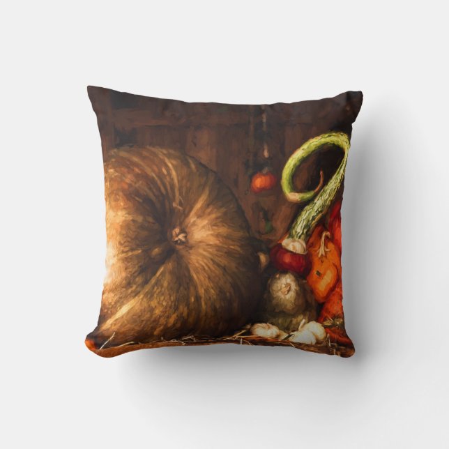 Cojín Decorativo Vida fija con calabazas y garras (Anverso)
