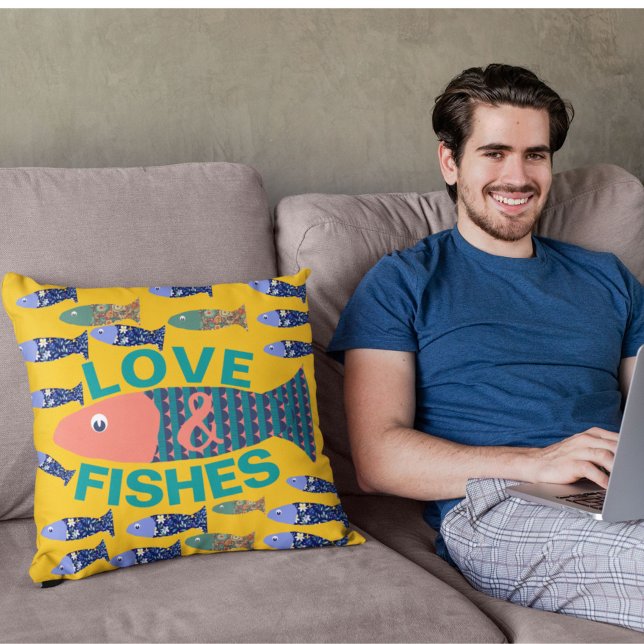 Cojín Decorativo Vida marina, casa de playa, amante de los peces (Subido por el creador)