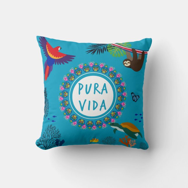 Cojín Decorativo Vida salvaje de Pura Vida - Costa Rica (Anverso)