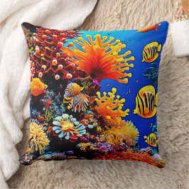 Cojín Decorativo Vida submarina colorida del océano