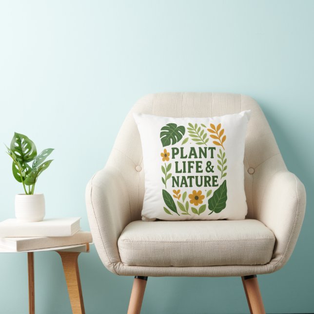 Cojín Decorativo Vida vegetal y naturaleza - Diseño botánico (Silla)