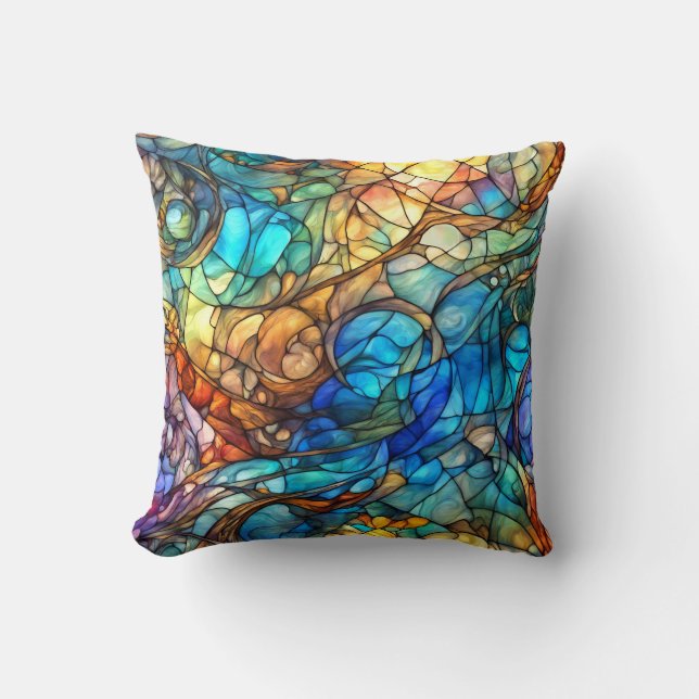 Cojín Decorativo Vidriera abstracta multicolor 77 (Anverso)