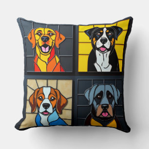 Cojín Decorativo Vidrieras de perros lindos