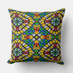 Cojín Decorativo Vidrio amarillo, rojo y azul manchado