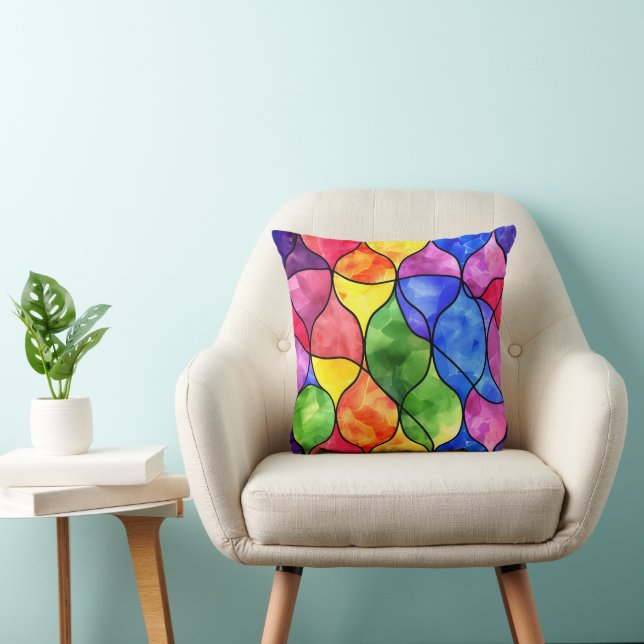 Cojín Decorativo Vidrio con manchas de arco iris acuático (Silla)