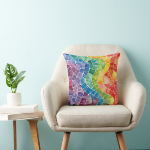 Cojín Decorativo Vidrio con manchas de arco iris acuático