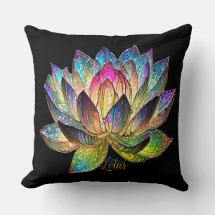 Cojín Decorativo Vidrio de colores Flor de Loto en Negro