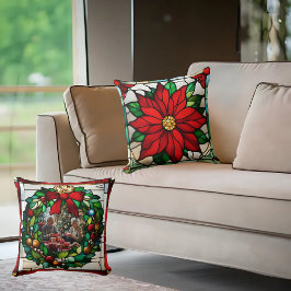 Cojín Decorativo Vidrio de Poinsettias Únicas