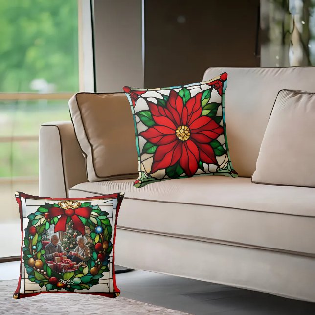 Cojín Decorativo Vidrio de Poinsettias Únicas (Subido por el creador)