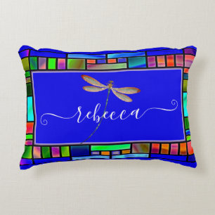 Cojín Decorativo Vidrio emplomado y libélula personalizados
