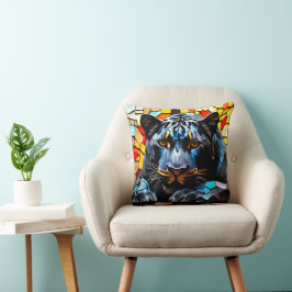 Cojín Decorativo Vidrio manchado negro del mosaico de agua