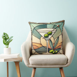 Cojín Decorativo Vidrio Pintado de Época Moderna 2 Martini de Aceit