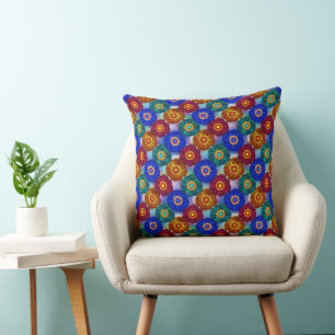 Cojín Decorativo Vidrio Rojizo Abstracto Rojo Verde Azul Naranja