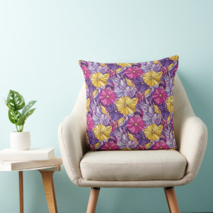 Cojín Decorativo Vidrio Teñido Abstracto Púrpura Amarillo Rosa