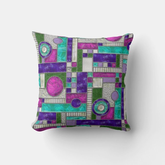 Cojín Decorativo Vidrio Verde azulado rosado (Anverso)