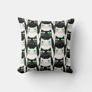 Cojín Decorativo Vieja impresión de gatos negros y blancos