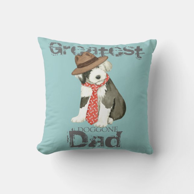 Cojín Decorativo Viejo papá inglés del perro pastor (Anverso)
