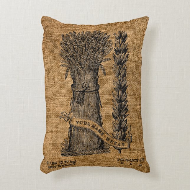 Cojín Decorativo Viejo Rústico Faux Burlap Sack Template 2 (Frente (Vertical))