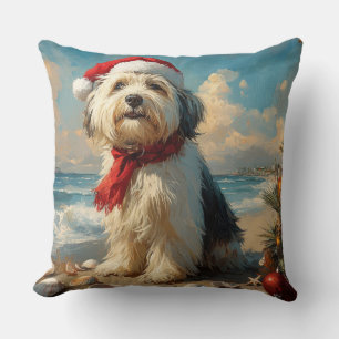 Cojín Decorativo Viejos Navidades de Sheepdog ingleses Vintage Beac