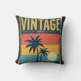 Cojín Decorativo Viento retro de palmeras tropicales vintage 1971