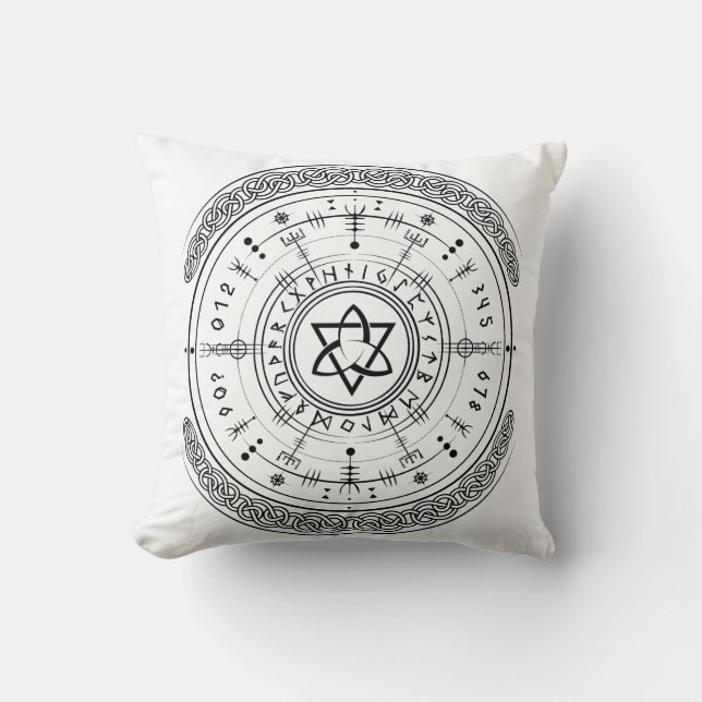 Cojín Decorativo Viking Pagan Asatru Runic Compass, Vegvisir corre (Anverso)