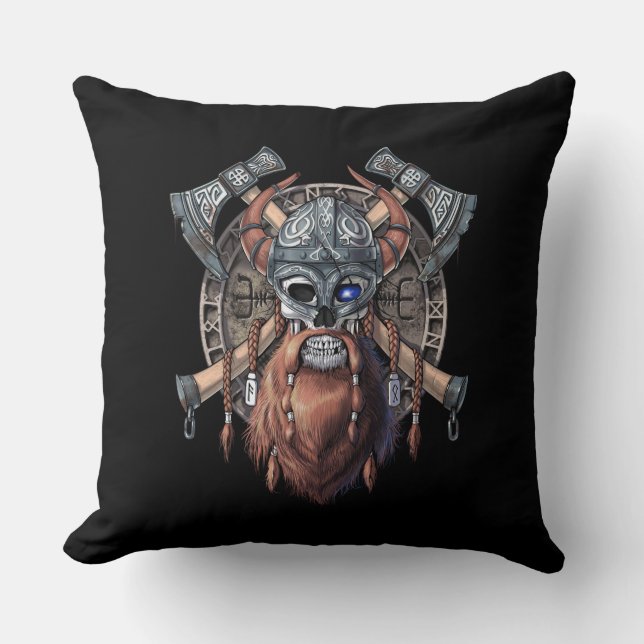 Cojín Decorativo Viking Warrior Skull (Anverso)