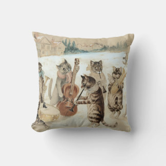 Cojín Decorativo Villancico de gato vintage arte de Louis Wain