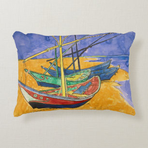 Cojín Decorativo Vincent van Gogh - Barcos de Pesca en la Playa
