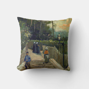 Cojín Decorativo Vincent van Gogh - Camino inclinado en Montmartre