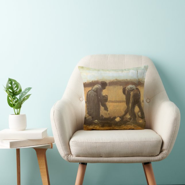 Cojín Decorativo Vincent van Gogh - Campesinos plantando papas (Silla)