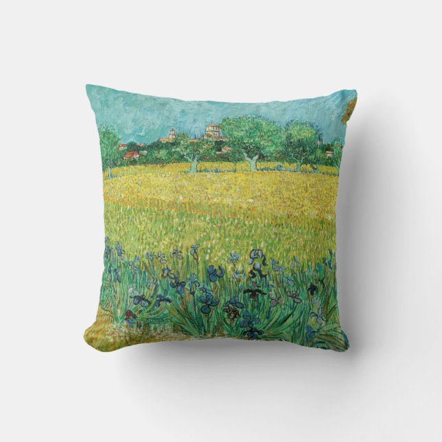 Cojín Decorativo Vincent van Gogh - Campo con irlandeses cerca de A (Anverso)