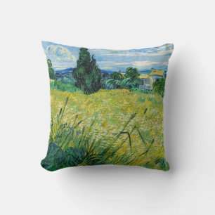 Cojín Decorativo Vincent van Gogh - Campo de trigo verde con ciprés